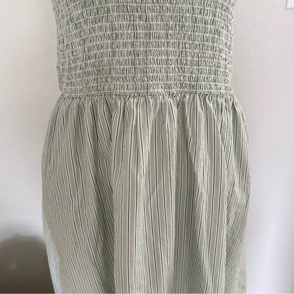 Madewell Smocked Sleeveless Midi Dress in Pistachio Stripe Size Small - Picture 8 of 10